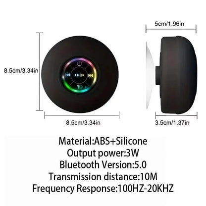 Altavoz Bluetooth resistente al agua con luces LED coloridas, fuerte ventosa y soporte para teléfono, mini altavoz portátil para exteriores/espectáculos