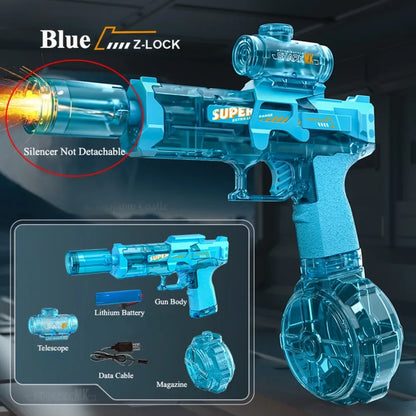 Pistola de agua eléctrica de juguete con luz de inducción Led, pistola de chorro automática, juguete de pistola de agua para piscina y playa al aire libre de verano, regalo para adultos