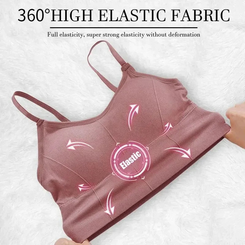 Ropa deportiva sin espalda para mujer, Sujetador deportivo para gimnasio, ropa interior sin costuras para mujer, correa ajustable para el hombro, chaleco de Yoga acolchado interior, Bralette