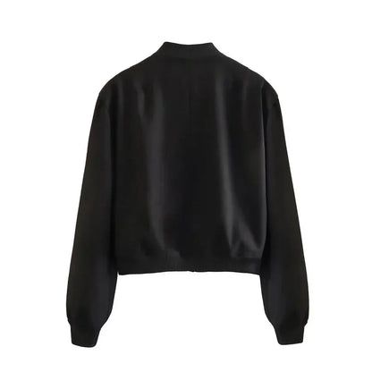 1 Uds. Chaqueta Bomber para mujer, abrigo blanco con botones para otoño e invierno, chaquetas recortadas de aviador de béisbol para mujer, prendas de vestir exteriores cortas de manga larga