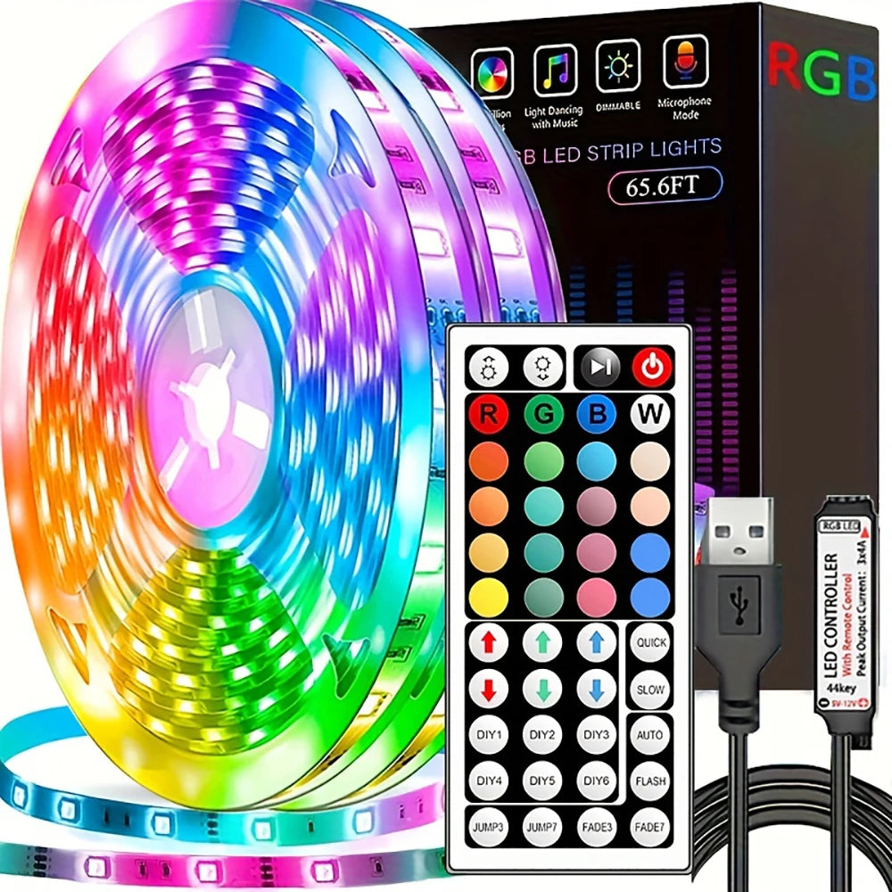 Tira de luces Led de 10m y 20m con Control remoto de 44 teclas, cinta RGB, pared Led para habitación, decoración de fiesta, dormitorio, retroiluminación de TV