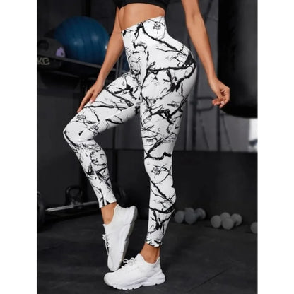 Mallas de cintura alta sin costuras para mujer, mallas teñidas con lazo, pantalones deportivos para Fitness, correr, Yoga, levantamiento de cadera, medias de punto elásticas