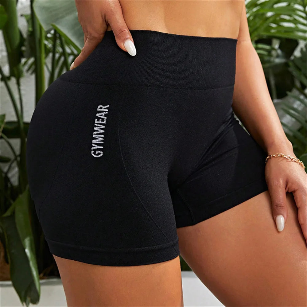 Pantalones cortos deportivos de cintura alta para mujer, pantalones cortos de Yoga transpirables de secado Qyuick de alto estiramiento, medias atléticas