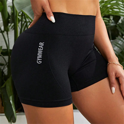 Pantalones cortos deportivos de cintura alta para mujer, pantalones cortos de Yoga transpirables de secado Qyuick de alto estiramiento, medias atléticas