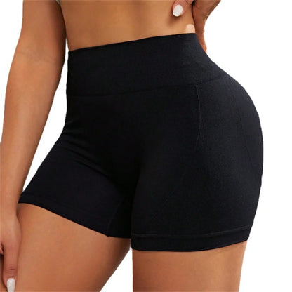 Pantalones cortos deportivos de cintura alta para mujer, pantalones cortos de Yoga transpirables de secado Qyuick de alto estiramiento, medias atléticas