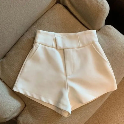 Pantalones cortos Mooyufon para mujer, pantalones cortos negros, pantalones cortos elegantes Harajuku de cintura alta, pantalones rectos informales ajustados para chica, pantalones sexis